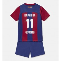 Barcelona Raphinha Belloli #11 Replika babykläder Hemmaställ Barn 2023-24 Kortärmad (+ korta byxor)